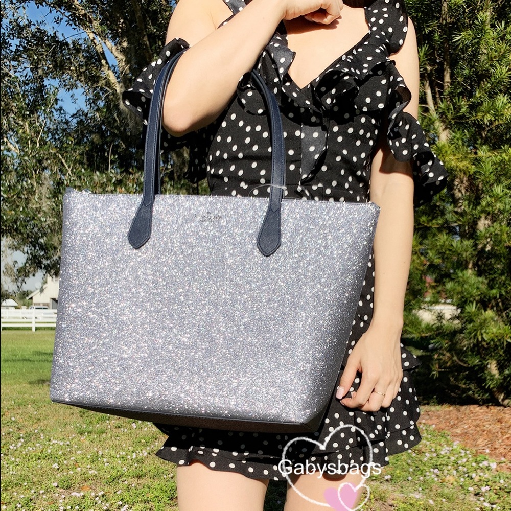 ‼️SALE‼️NWT Kate Spade Large Tote Glitter Navy - Picture 2 of 4